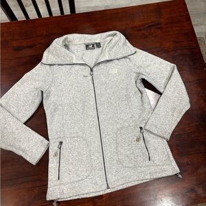 NEW BALANCE WOMEN'S LT.GRAY FUNNEL FLEECE MOC NECK SWEATER JACKET, Size Medium
